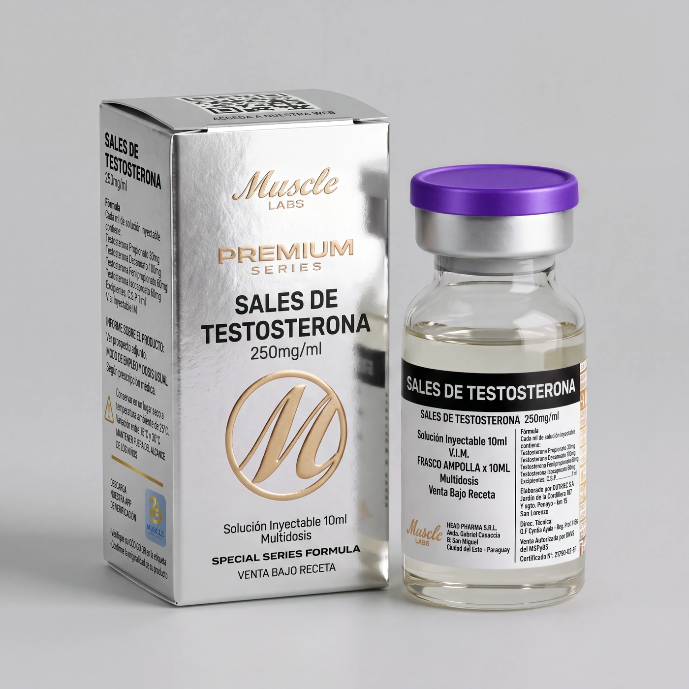 Sales de Testosterona 250 mg/ml, Vial de 10 ml