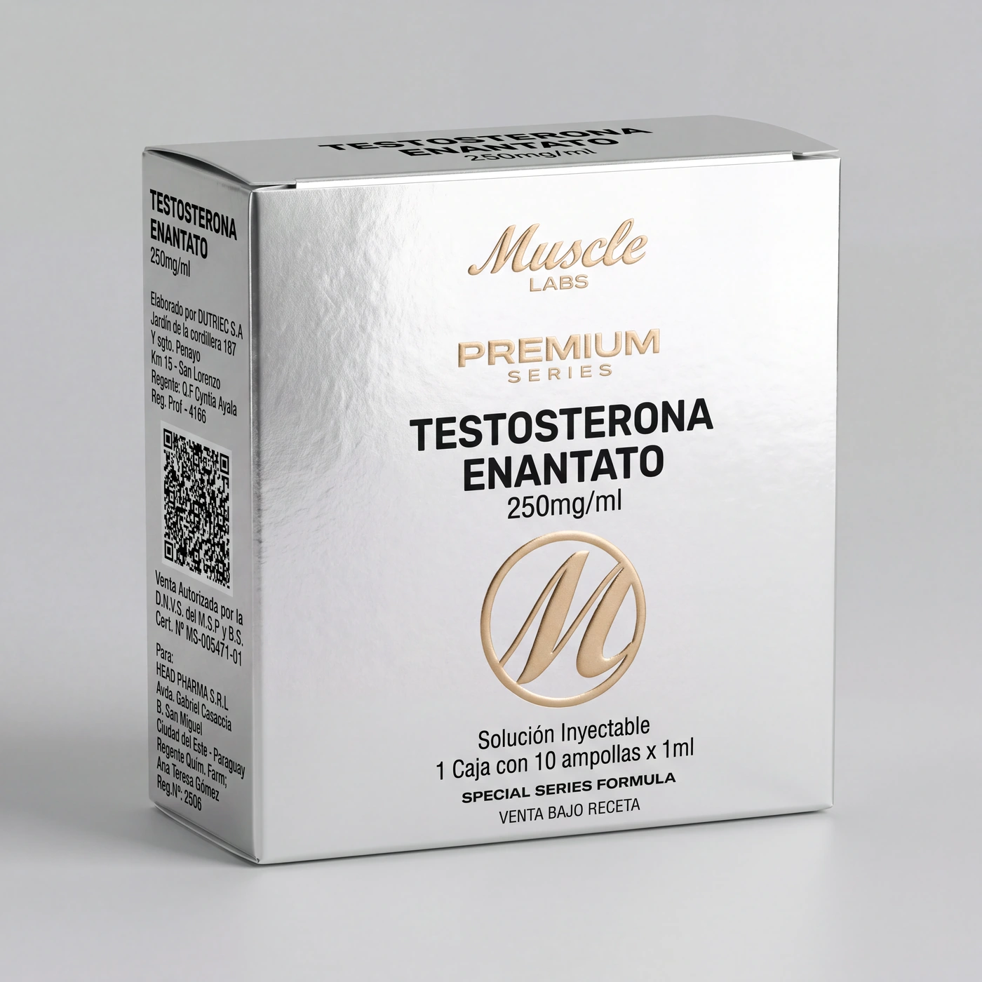Testosterona Enantato 250 mg/ml, Caja de 10 ampollas de 1 ml